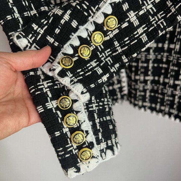 Laundry by Shelli Segal Womens Double Breasted Tweed Blazer XTRA-SMALL Black - Picture 9 of 13